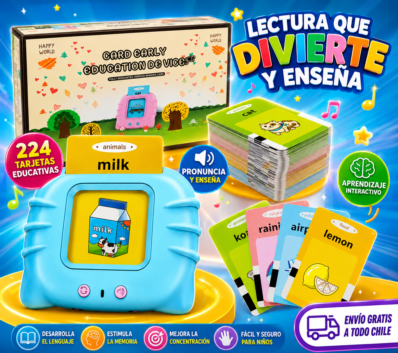 JUEGO LECTOR DE TARJETAS APRENDO INGLES