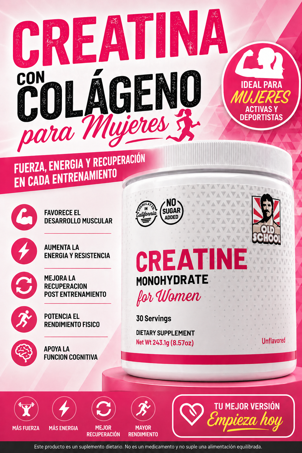Creatina Monohidratada Woman Original Old School Labs®